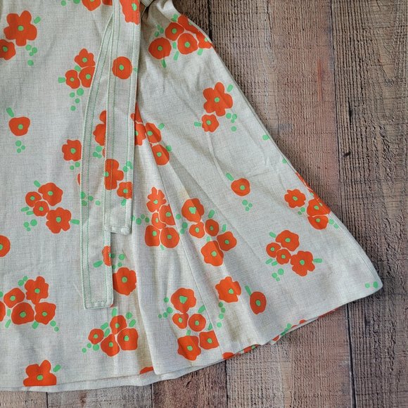 Vintage Orange Poppy Wrap Dress - Picture 8 of 16